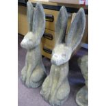 Pair of vintage garden statuary Hares,