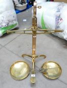 Set of brass balance scales marked 'W & TAVERY'