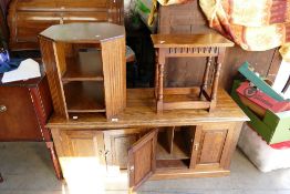 Low oak 4 door storage unit ,