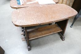 20th Century oak arts and craft hand beaten brass topped pub/coffee table