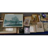 A mixed collection of multi media items to include - Russell Flint prints, photographs,