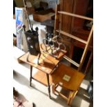 Collection of smaller furniture items to include, a oak side table, rack, nest of 2 tables,