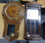Mahogany wall clock and similar oak cased item (2)