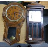 Mahogany wall clock and similar oak cased item (2)