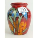 Anita Harris studio pottery vase in the Bluebell design. Height approx 13.