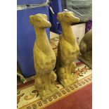 Pair of vintage garden statuary Greyhounds,