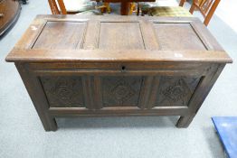 17th Century carved 3 panel coffer