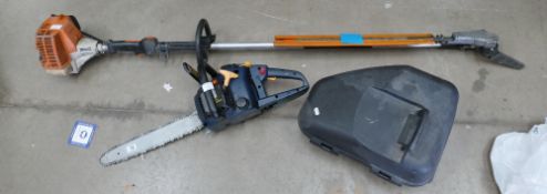Pro branded 38cc petrol chain saw and a Stihl petrol long reach hedge trimmer (2)