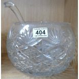 Large cut glass bowl together with a matching ladle