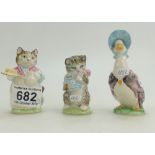 Beswick Beatrix Potter Ribby, Miss Moppet and Jemima Puddleduck.