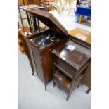 20th Century mahogany cased Acamdey branded gramophone (head detached) with early records