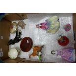 A tray lot containing a Coalport figure, Royal Doulton figures including Home Again HN2167,