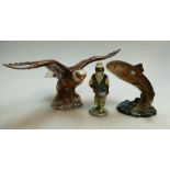 Beswick BALD EAGLE 1018 together with Beswick Trout 1032 and Beswick Fisherman Otter character