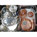 A mixed collection of metal ware to include silver plate, copper,