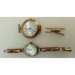 2 x 9ct gold wristwatches, one with gold coloured metal,