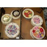 A large collection of decorative Royal Albert wall plates with floral designs ( 2trays)