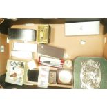 A mixed collection of items to include - cased Parker pens, biscuit tins, Wade Whimsies etc.