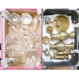 A mixed collection of items to include cut and pressed glass vases, salad bowls, cigarette lighters,