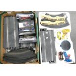 A collection of Scalextric to include tracks and vehicles (2 trays)