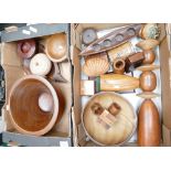 A mixed collection of wooden items to include - mango wood bowl trinket boxes, children's puzzles,