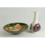 Moorcroft Hibiscus bowl together with Moorcroft Anemone vase (a/f) (2)