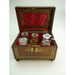 Victorian rosewood brass inlaid case set