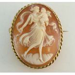 9ct Gold oval Cameo Brooch, 9.