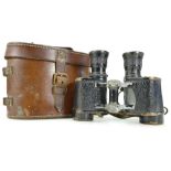 Military Prismatic binoculars marked special 57090 in a leather case dated 1937