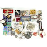 A collection of assorted items including Silver pocket watch, medals,