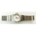 Omega CONSTELLATION Quartz ladies gold and stainless steel WRISTWATCH with diamond bezel.