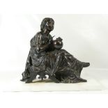 Early 20th Century unsigned classical theme bronze of seated lady with Globe and Caliper,