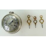 18th century Silver Pair Cased Verge Pocket Watch with seconds and date functions.