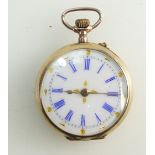 Ladies 9ct fob watch with ornate dial, c1900.