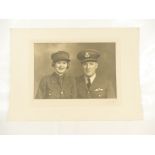 RAF Flying Officer & Mrs B Heath - large studio portrait bearing full title and description,