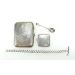 Hallmarked Silver cigarette case, together with vesta match case,