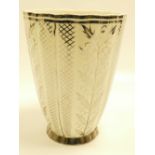 Wedgwood ribbed vase designed by Keith Murray and decorated with silver lustred decoration of