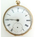 Gold coloured metal Pocket Watch, tested to14ct with plated back plate and needing attention,