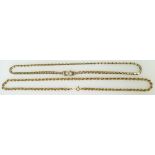 2 x 9ct hallmarked Gold neck chains, rope link 46cm, heavier one 42cm. Gross weight 28.5g.