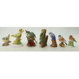 A collection of Crown Staffordshire small matt glazed birds by John Bromley and B Linley-Adams (7)