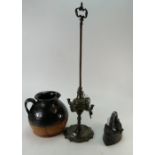 Brass/bronze four burner lamp - unusual 19th century,