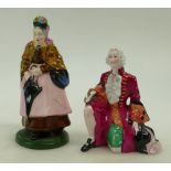 Two Crown Staffordshire Figurines one of Prince Charming together with an old lady with an umbrella