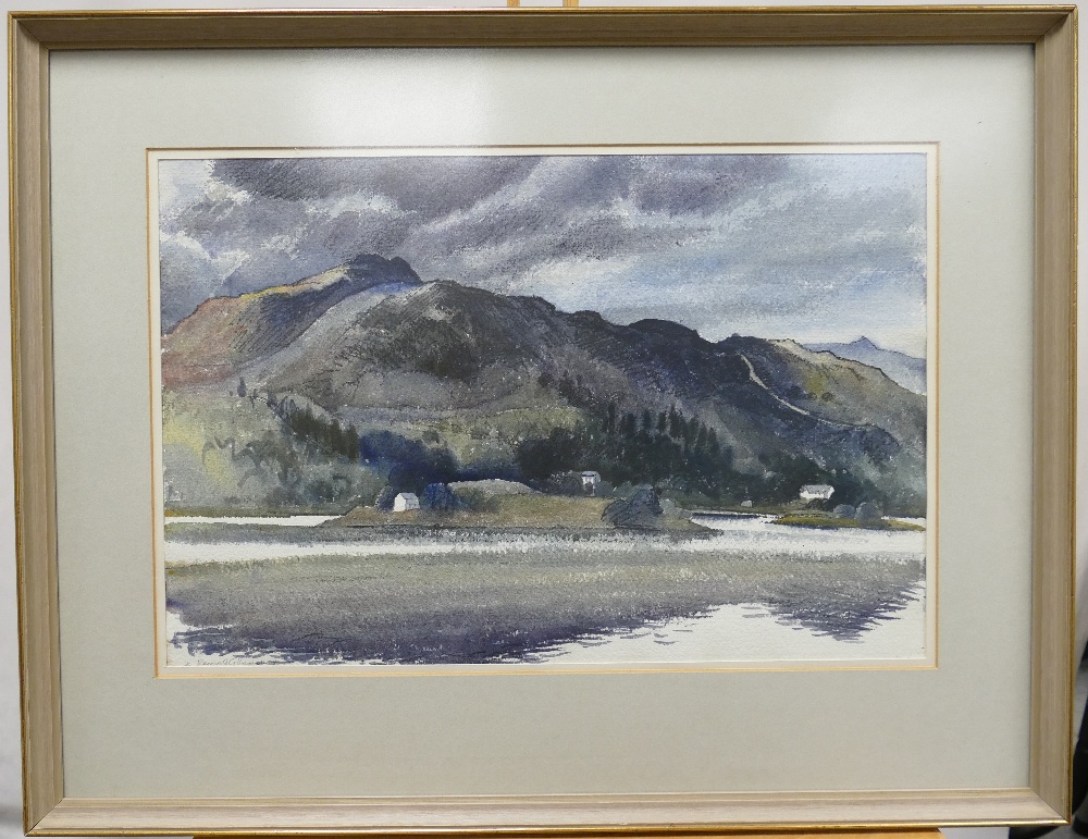 Reginald George Haggar (1905-1988), watercolour painting of "Silver How" Grasmere in wood frame,