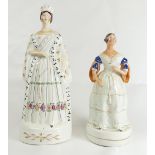 Young Queen Victoria, Staffordshire figures, 2 different figures, 21 - 27cm.