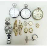Group 12 watches including 2 Stop Watches including Findlay, base metal gents watch, replica watch,