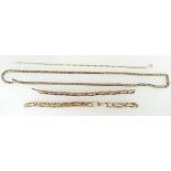 Two 9ct Gold vintage expandable watch straps, 9ct gold necklace etc, 19.