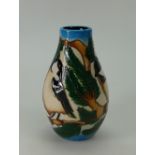 Moorcroft vase in the RSPB Coal Tits Design by Vicky Lovatt. Numbered Edition 73, height 13cm.