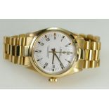 18ct Gold Rolex Oyster Perpetual chronograph Wristwatch and bracelet, circa 1990 model 14208,