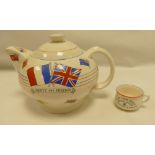 A large WWII 'War Against Hitlerism' Teapot by Crown Ducal,