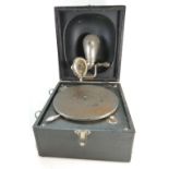 The Crescendo Junior branded Swiss made portable mechanical gramophone