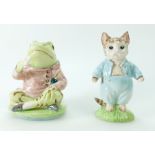 Beswick Beatrix Potter large BP9 figures with gold highlights Tom Kitten and Jeremy Fisher with